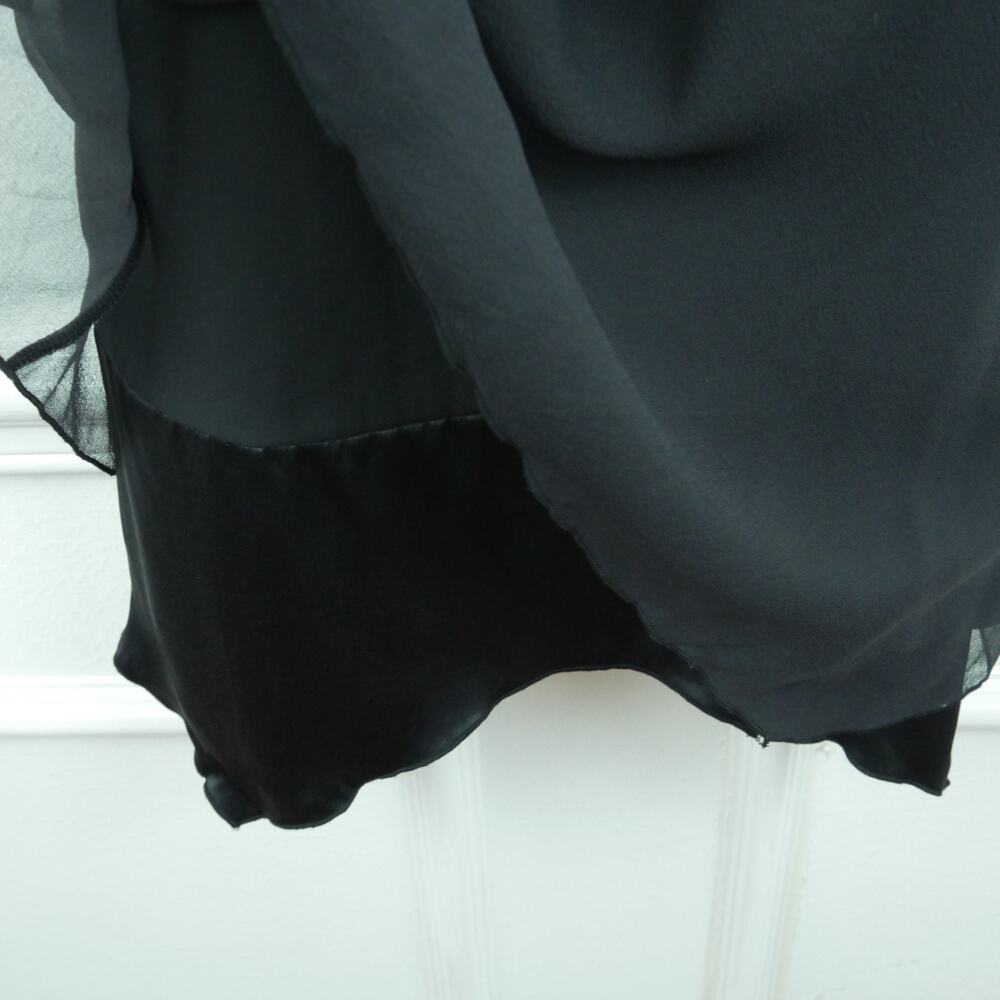 Vintage Y2K Dress Silk Chiffon Black Whimsigoth Fairy Asymmetrical Sheer Hoco 4 - Picture 7 of 9